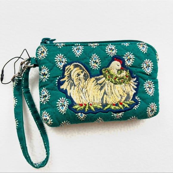 Vera BradleyGreen Paisley Embroider Rooster Inner Lined Penguin Wristlet Wallet - Picture 1 of 14